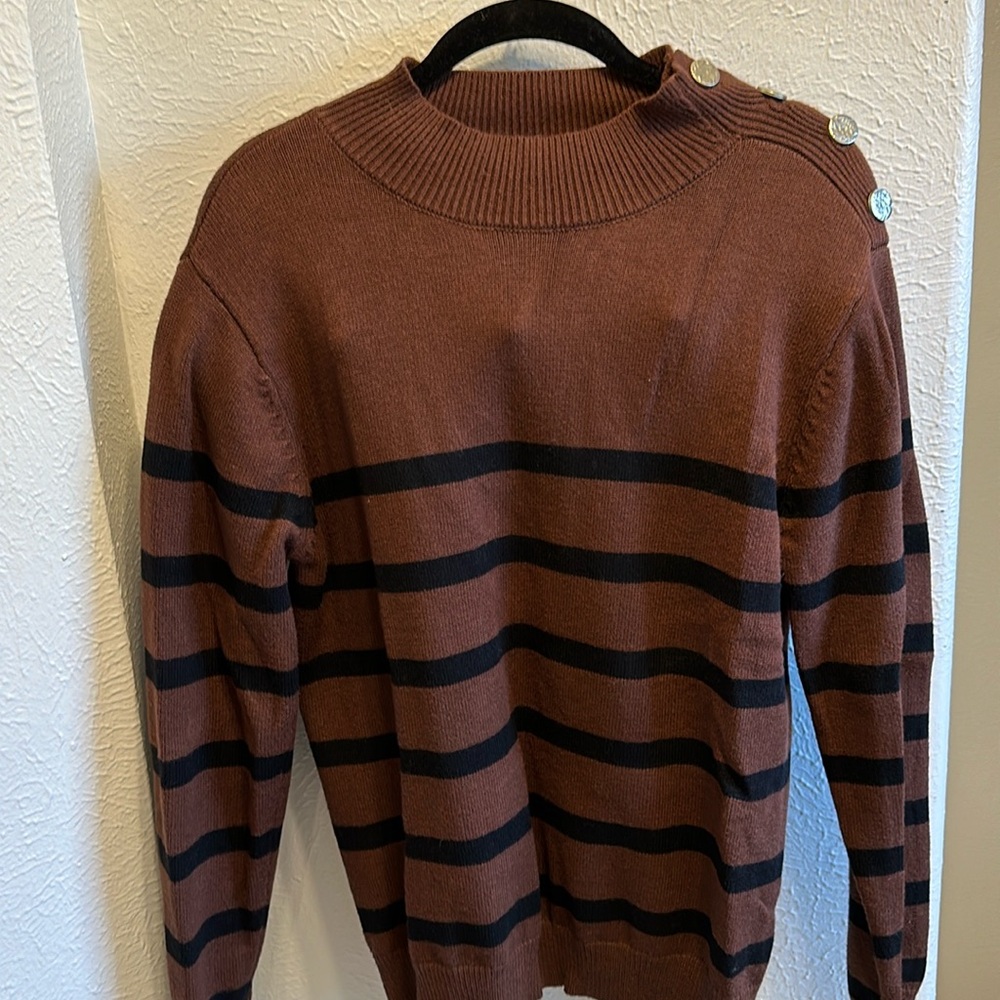 Mock turtleneck striped sweater